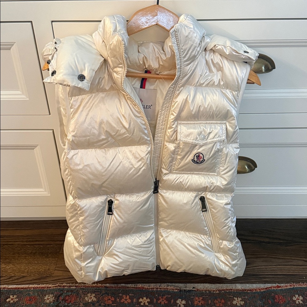 Moncler Shiny Cream Puffer Vest